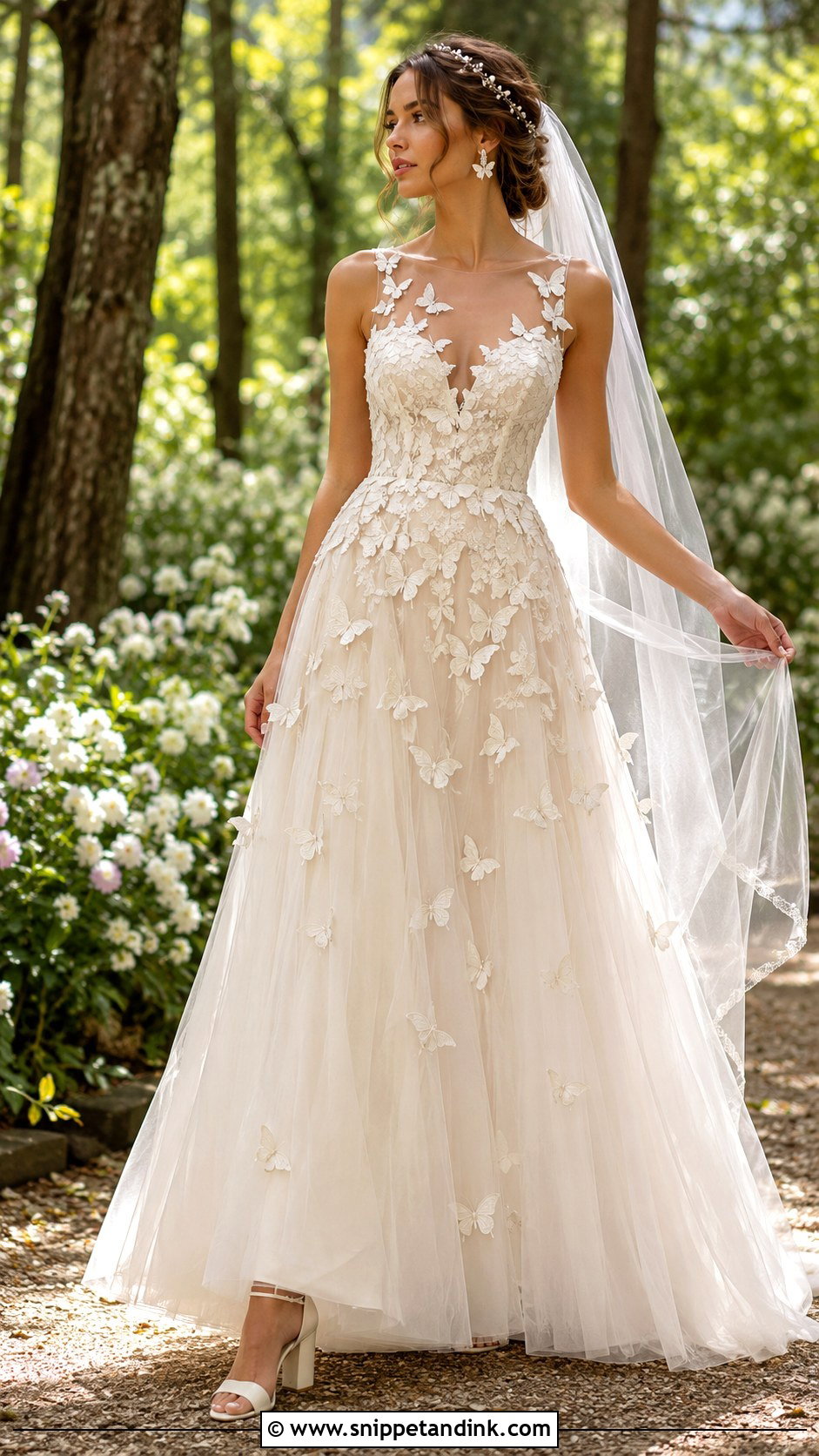 Butterfly Applique Wedding Dress - Snippet and Ink - 20 Fairy Tail Wedding Dress Ideas
