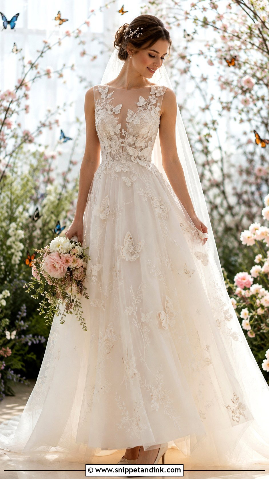 Butterfly Applique Wedding Dress - Snippet and Ink - 20 Nature Inspired Wedding Dress Ideas
