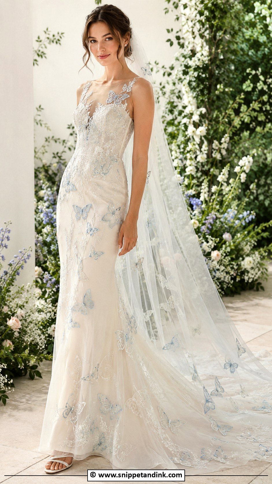 Butterfly Embroidered Wedding Dress - Snippet and Ink - 25 Butterfly Wedding Dress Ideas