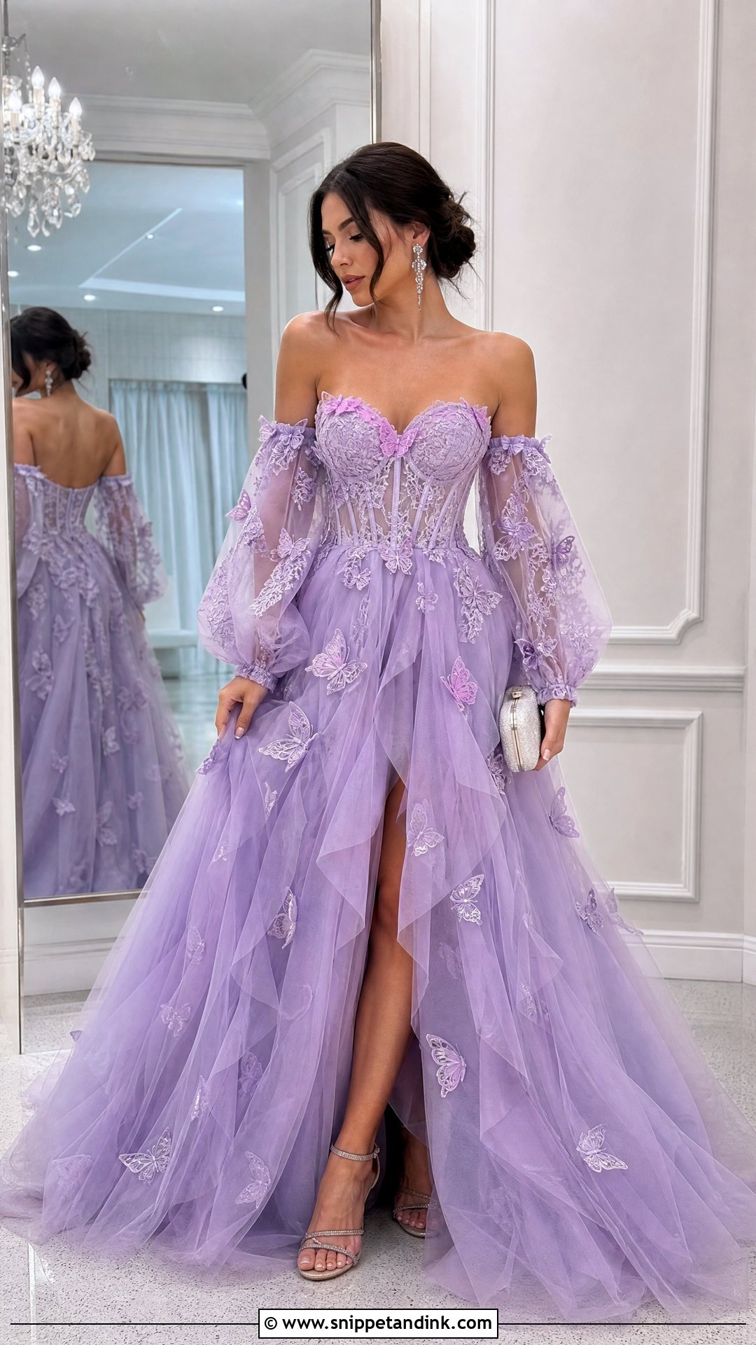 Butterfly Gown With Detachable Sleeves - Snippet and Ink - 20 Butterfly Dress Gowns