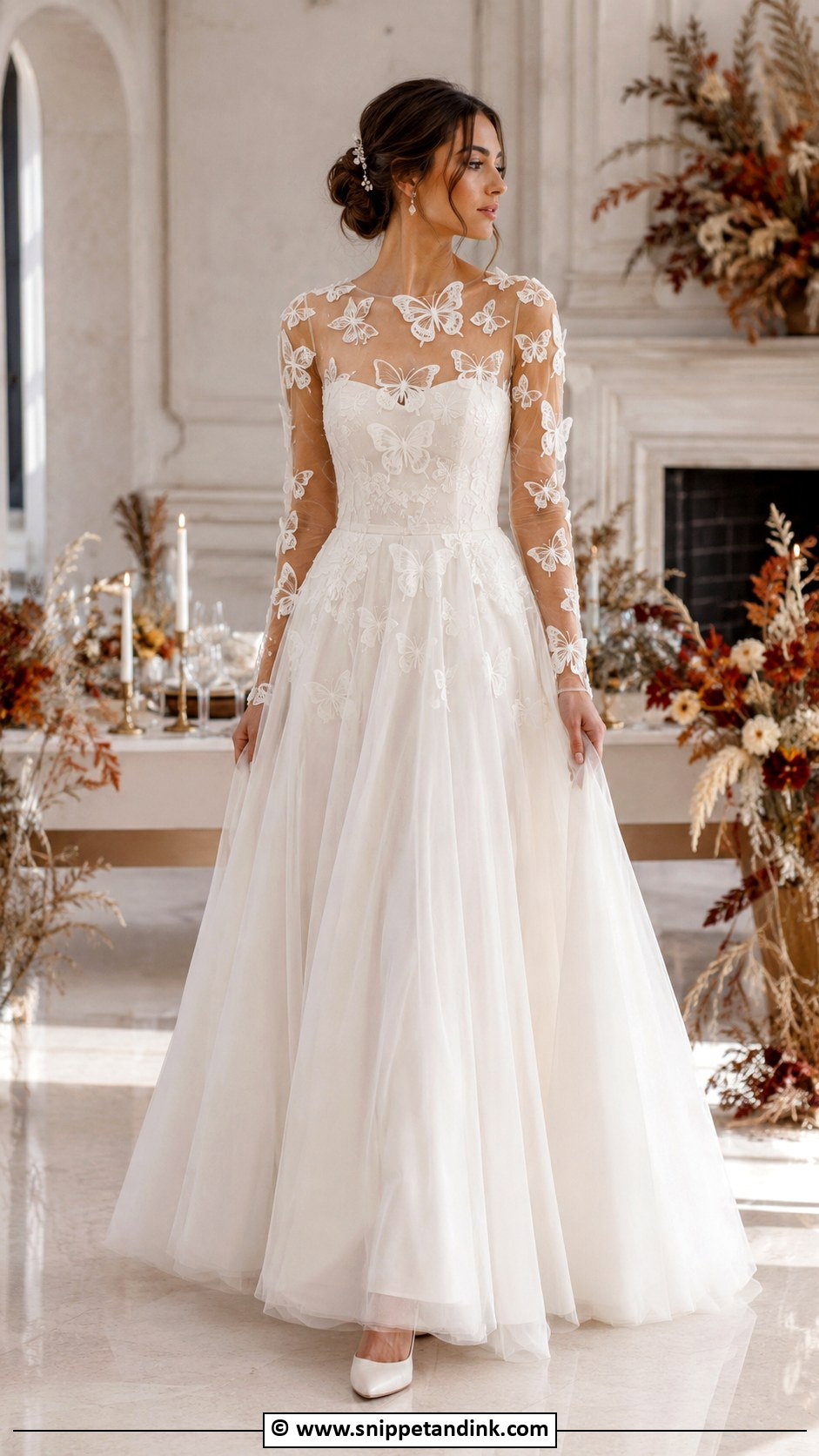 Butterfly Long Sleeve Wedding Dress - Snippet and Ink - 25 Butterfly Wedding Dress Ideas