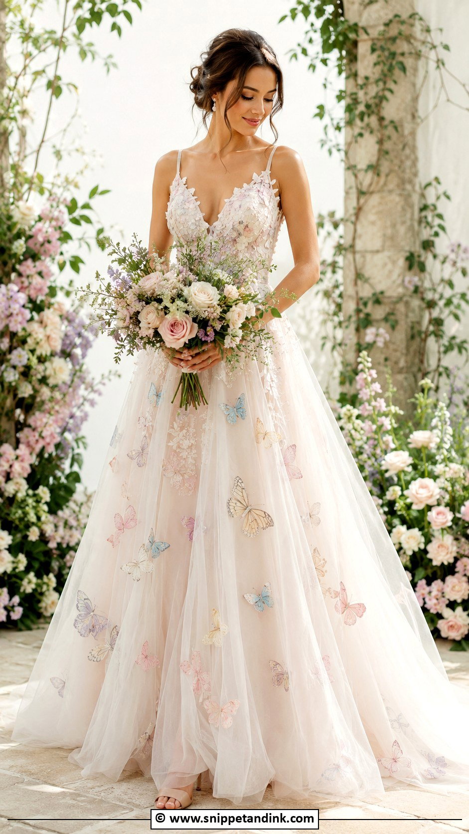 Butterfly Pastel Wedding Dress - Snippet and Ink - 25 Butterfly Wedding Dress Ideas