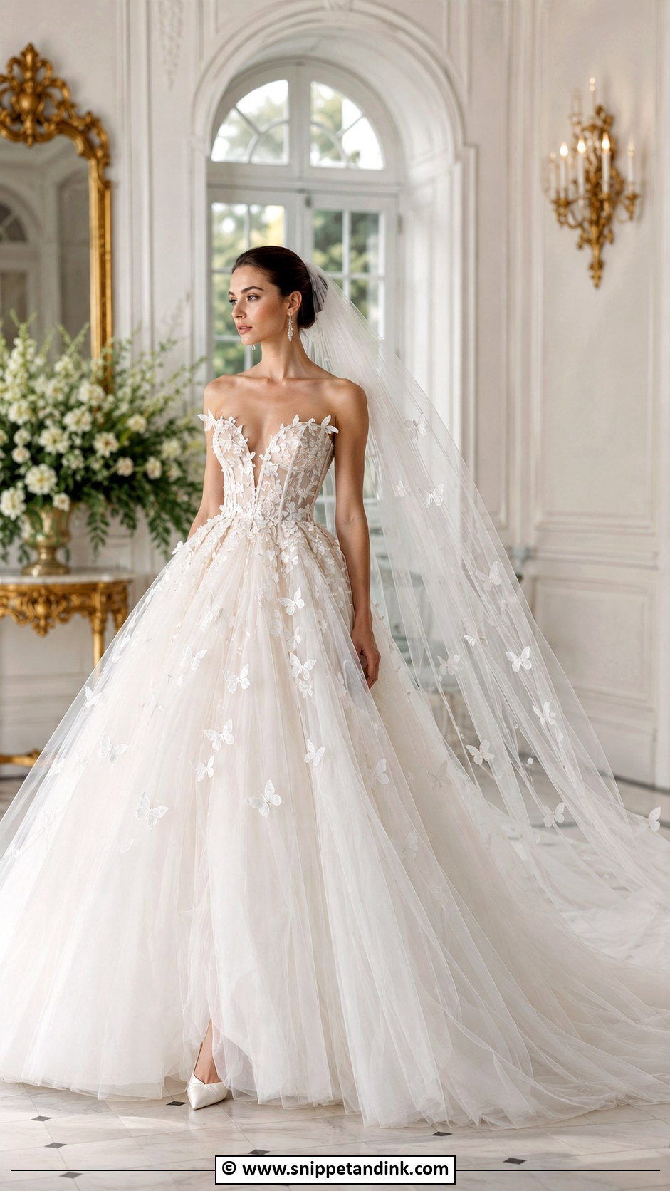 Butterfly Tulle Ball Gown Wedding Dress - Snippet and Ink - 25 Butterfly Wedding Dress Ideas