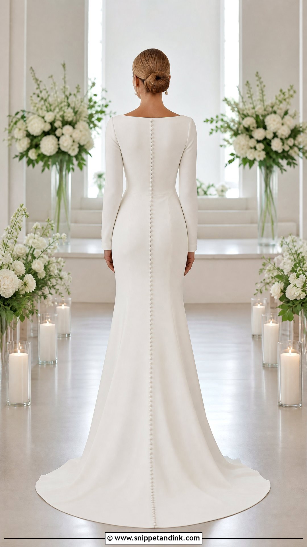 Button Back Crepe Wedding Dress - Snippet and Ink - 20 Wedding Dresses Back Detail