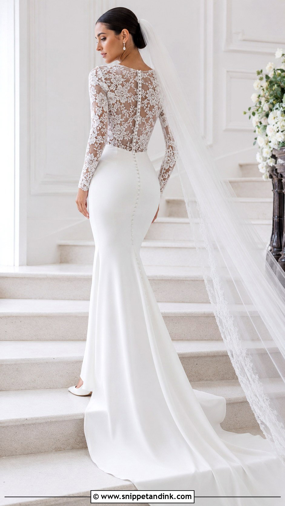 Button Back Lace Bridal Bodysuit With Mermaid Skirt - Snippet and Ink - 20 Bridal Bodysuit Ideas