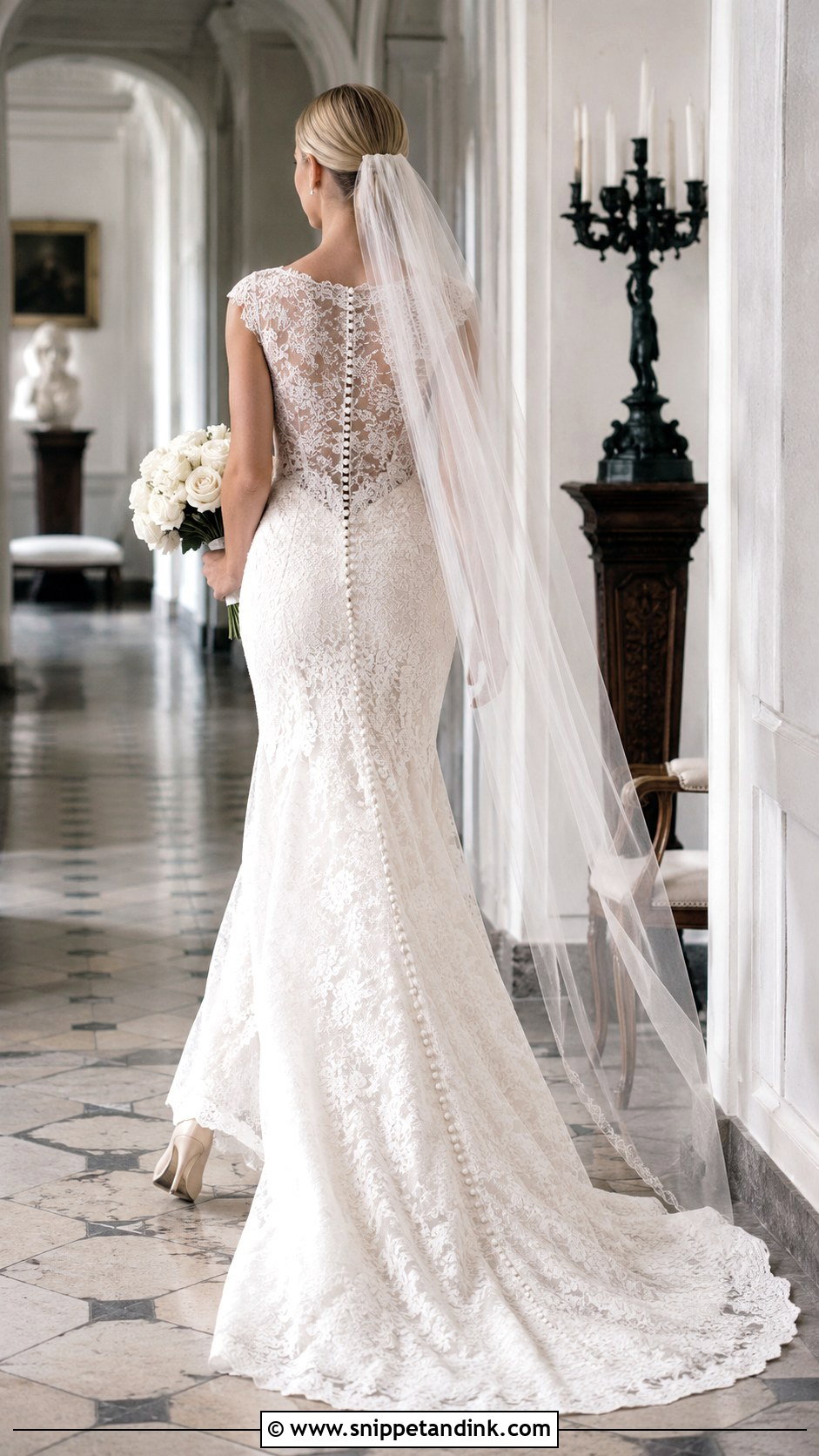 Button Back Lace Fit and Flare Wedding Dress - Snippet and Ink - 20 Lace Fit and Flare Wedding Dress Ideas