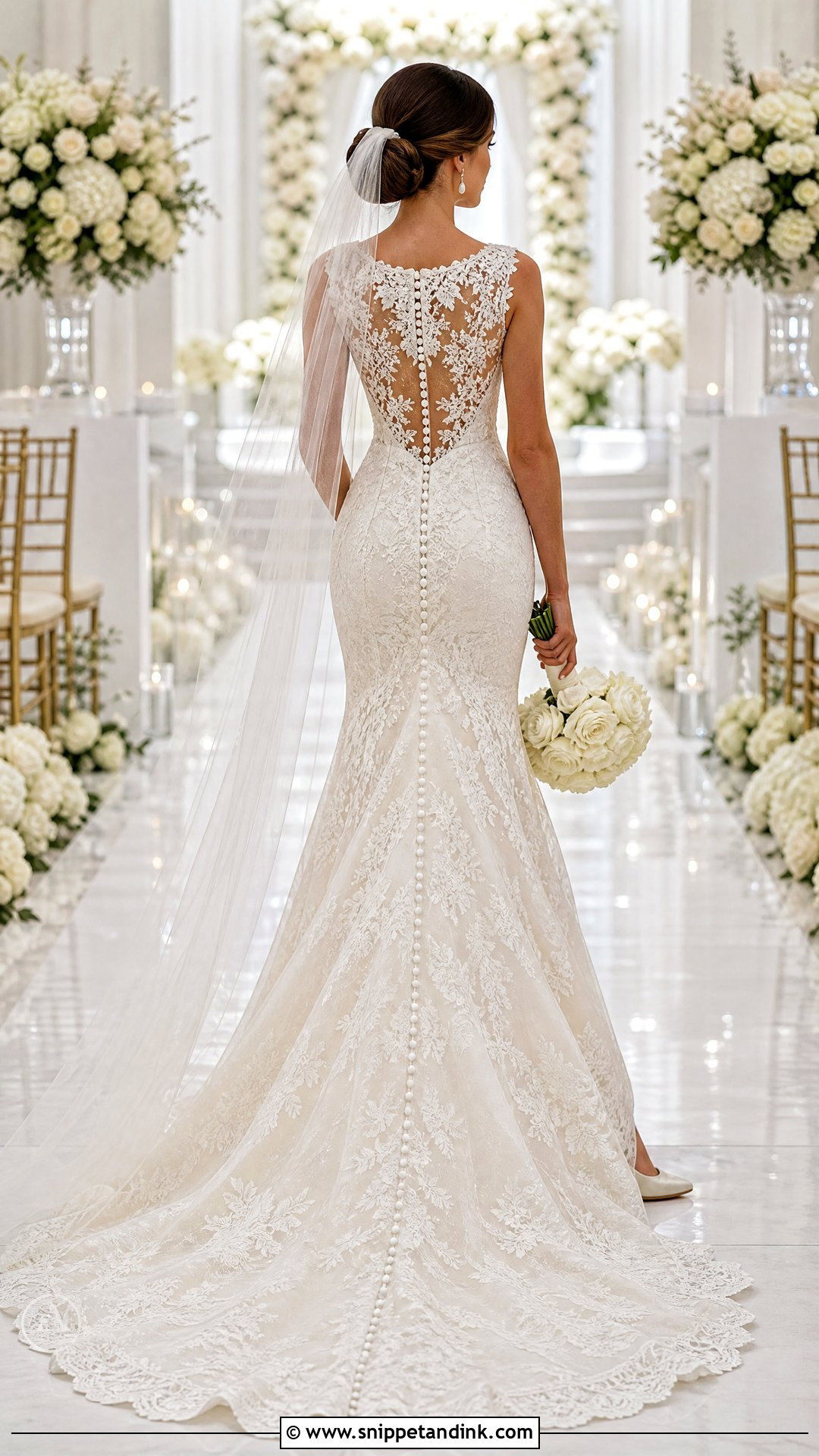 Button Back Lace Mermaid Wedding Dress - Snippet and Ink - 20 Lace Mermaid Wedding Dresses