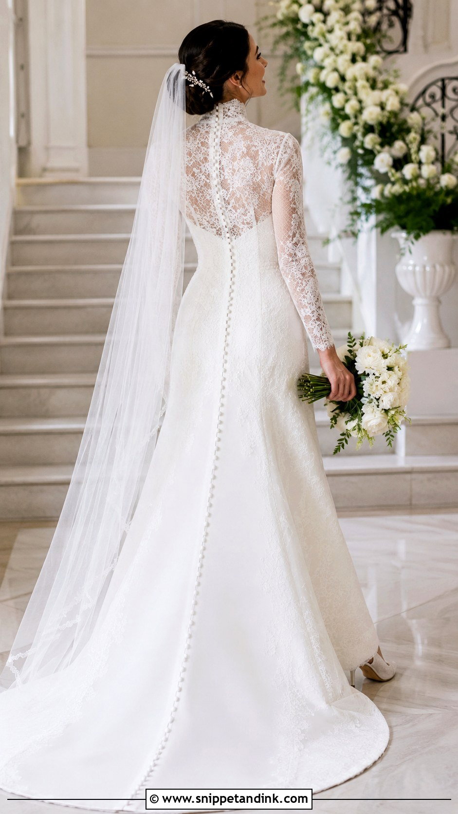 Button Back Lace Wedding Dress - Snippet and Ink - 20 Grace Kelly Inspired Wedding Dress Ideas