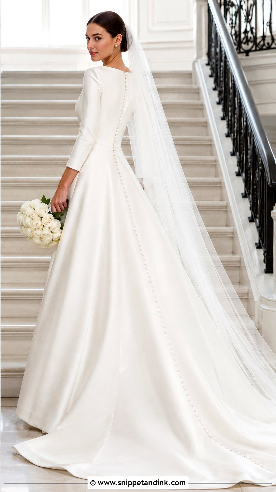 Button Back Long Sleeve Wedding Dress - Snippet and Ink - 20 Classic Long Sleeve Wedding Dress Ideas