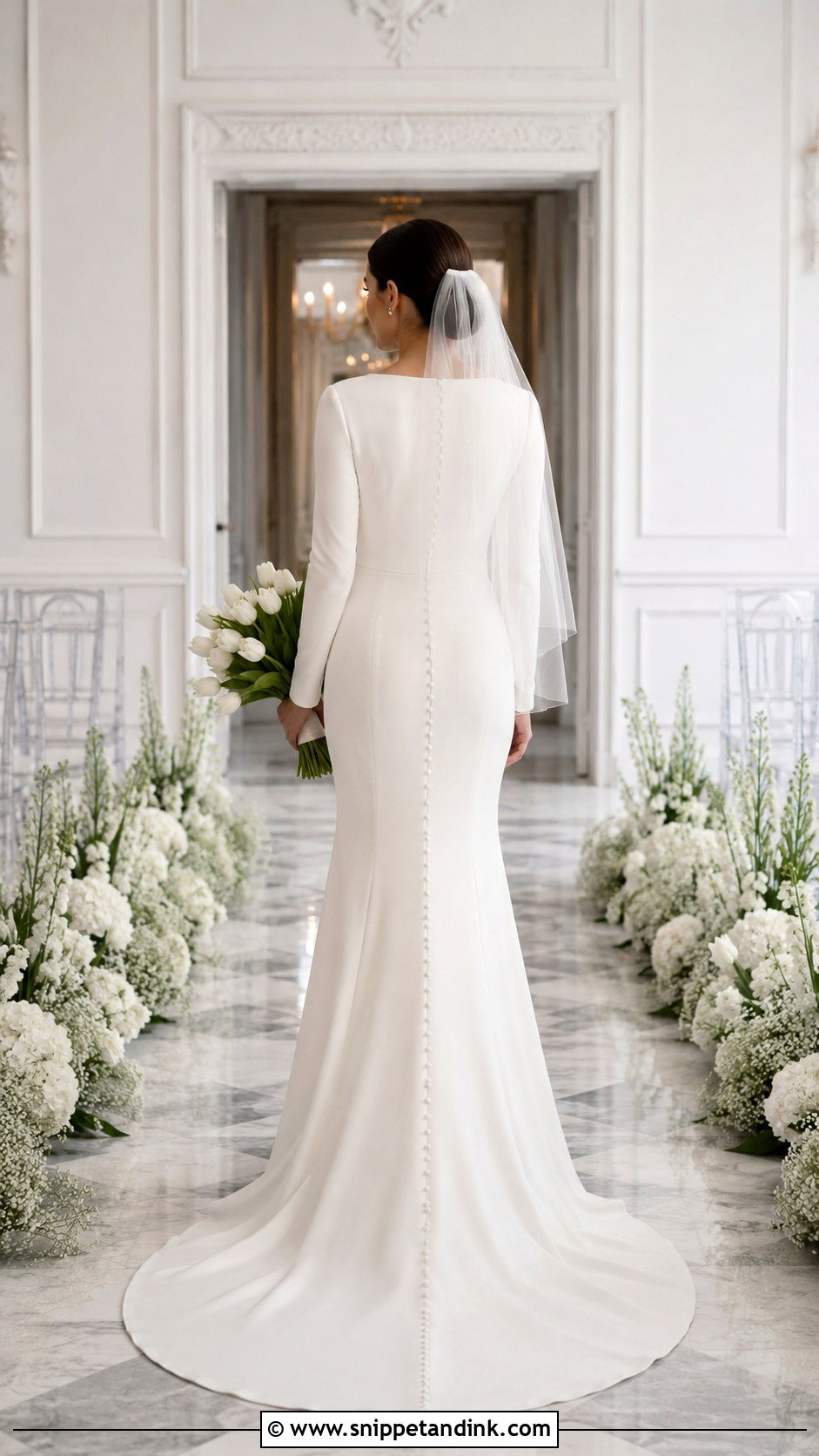 Button Back Long Sleeve Wedding Dress - Snippet and Ink - 20 Classy Simple Long Sleeve Wedding Dress Ideas