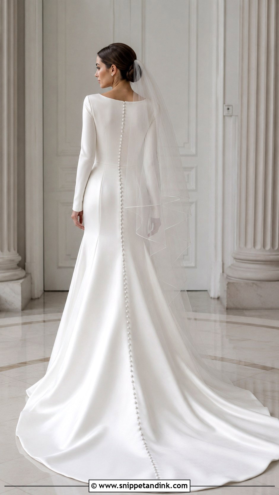 Button Back Minimal Long Sleeve Wedding Dress - Snippet and Ink - 20 Minimal Wedding Dress Long Sleeve Ideas