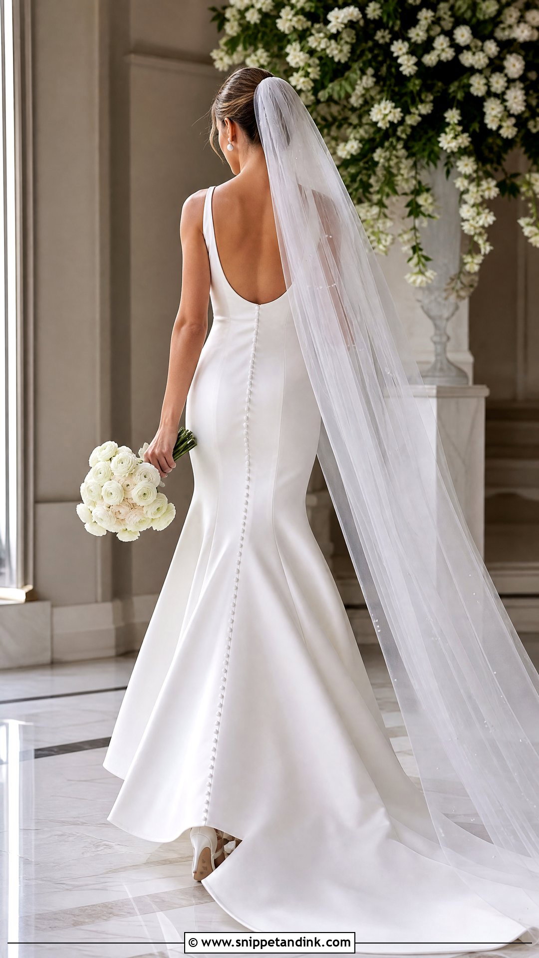 Button Back Satin Mermaid Wedding Gown - Snippet and Ink - 20 Satin Wedding Gown Mermaid Ideas