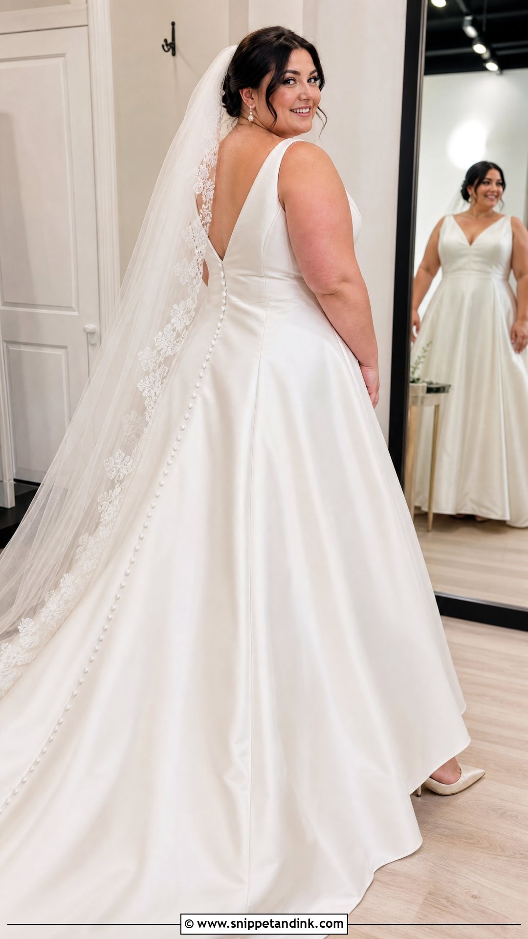 Button Back Satin Plus Size Wedding Dress - Snippet and Ink - 20 Vintage Plus Size Wedding Dresses