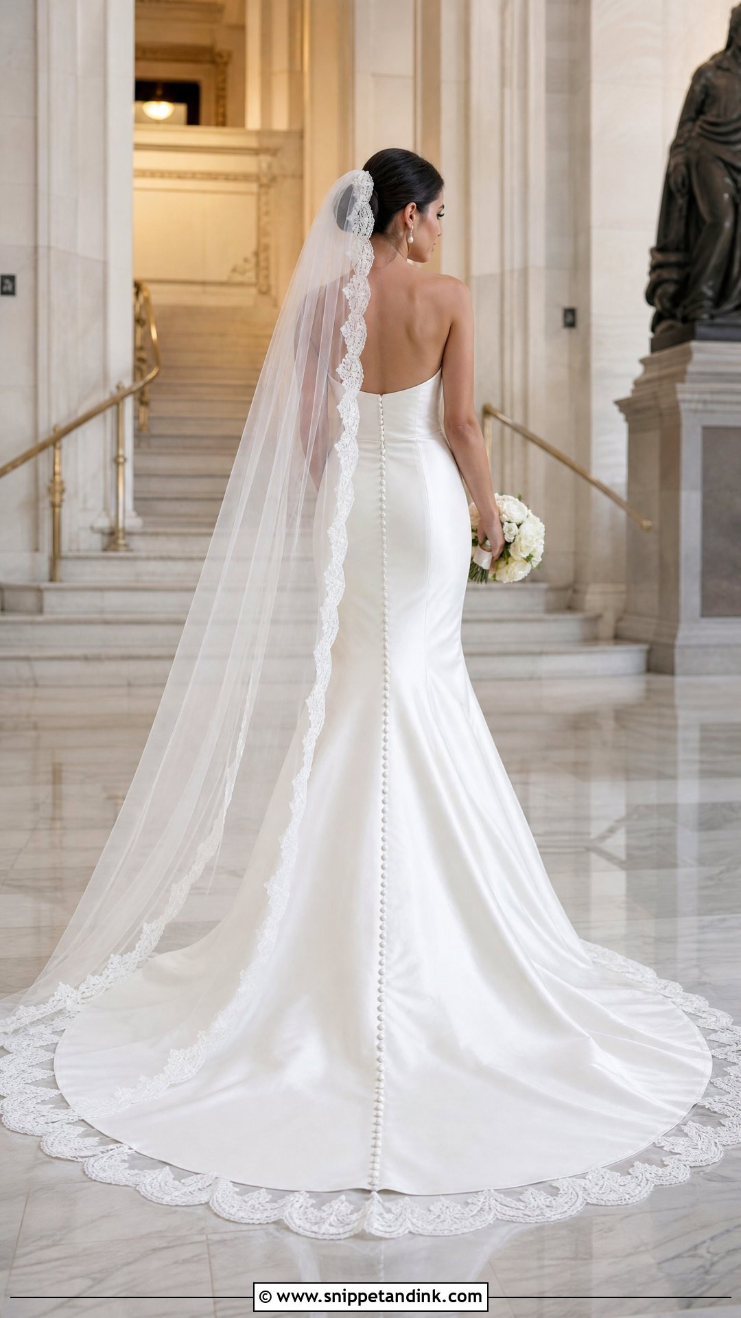 Button Back Satin Trumpet Wedding Dress - Snippet and Ink - 20 Satin Trumpet Wedding Dress Ideas