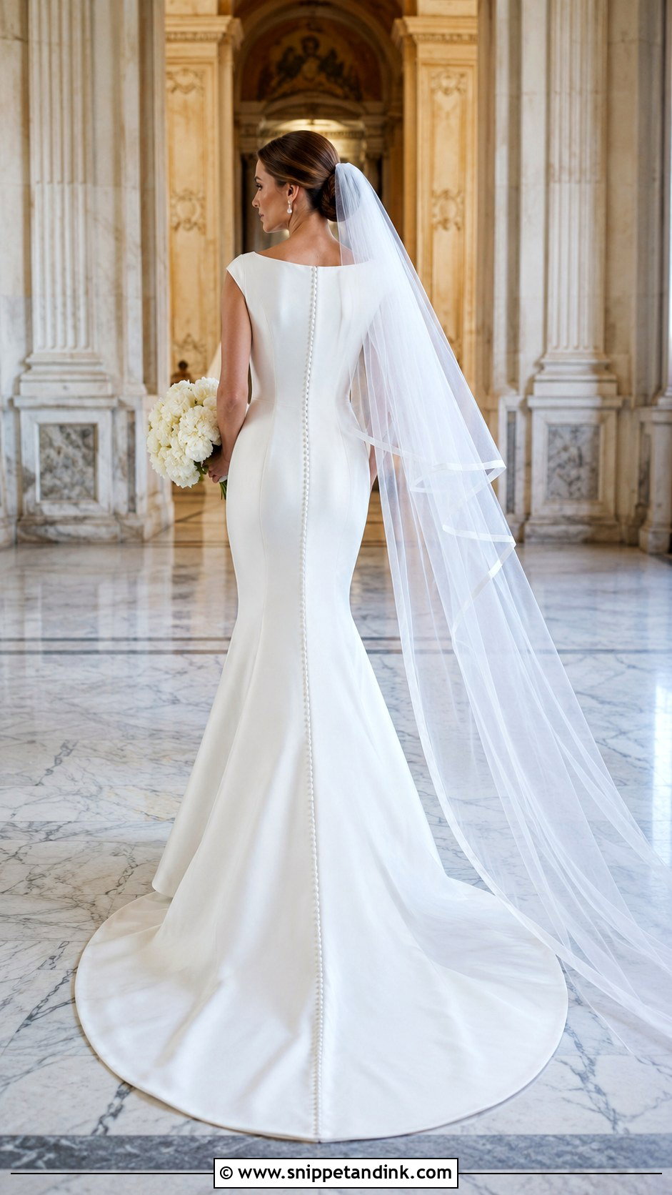 Button Back Silk Mermaid Wedding Dress - Snippet and Ink - 20 Silk Mermaid Wedding Dress Ideas