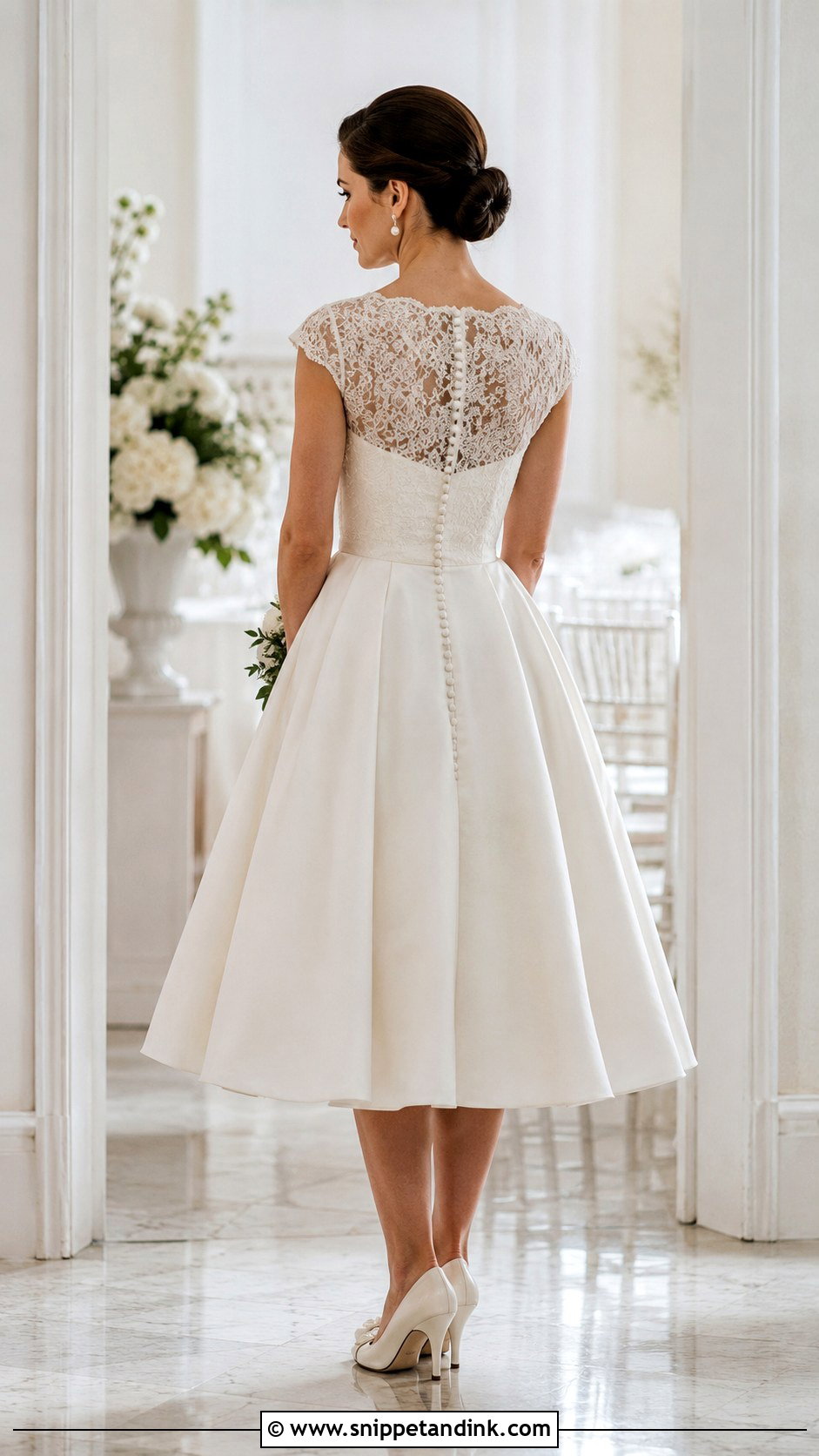 Button Back Tea Length Wedding Dress - Snippet and Ink - 25 Tea Length Wedding Dress Vintage Ideas