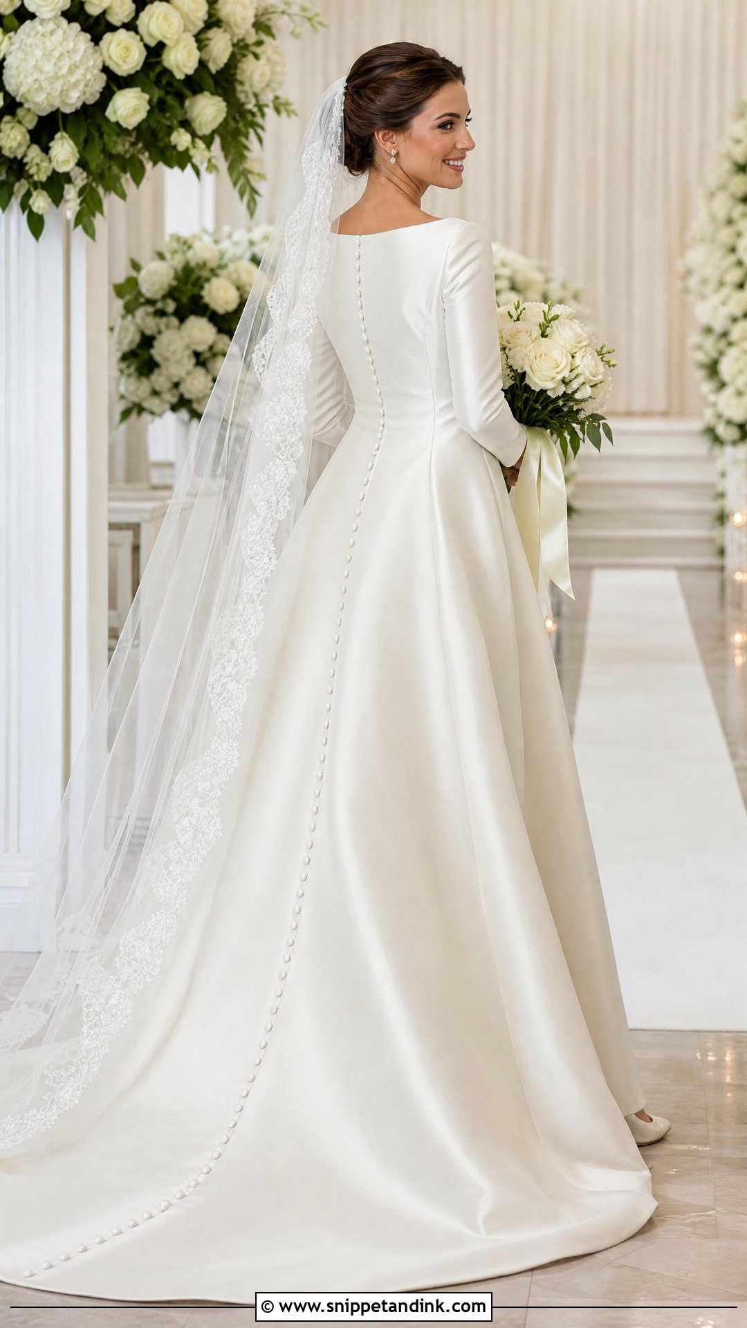 Button Back Wedding Dress With Lace Veil - Snippet and Ink - 20 Simple Traditional Wedding Dress Ideas