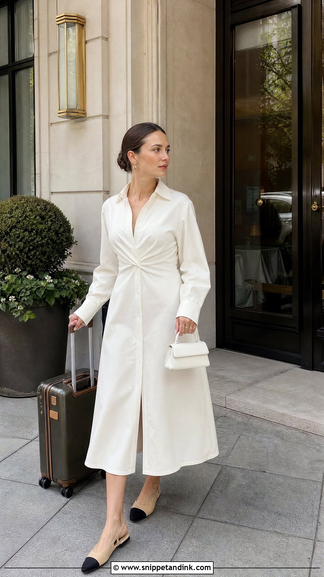 Button Front Bridal Morning Midi Dress - Snippet and Ink - 20 Bridal Morning Outfits