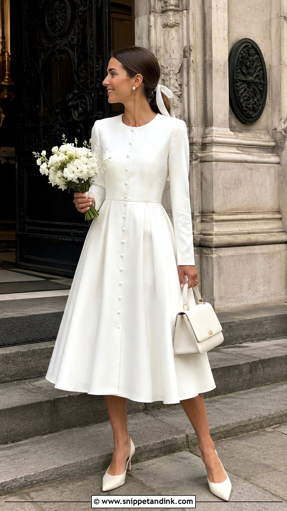 Button Front Court Wedding Dress - Snippet and Ink - 20 Dress for Court Wedding Ideas