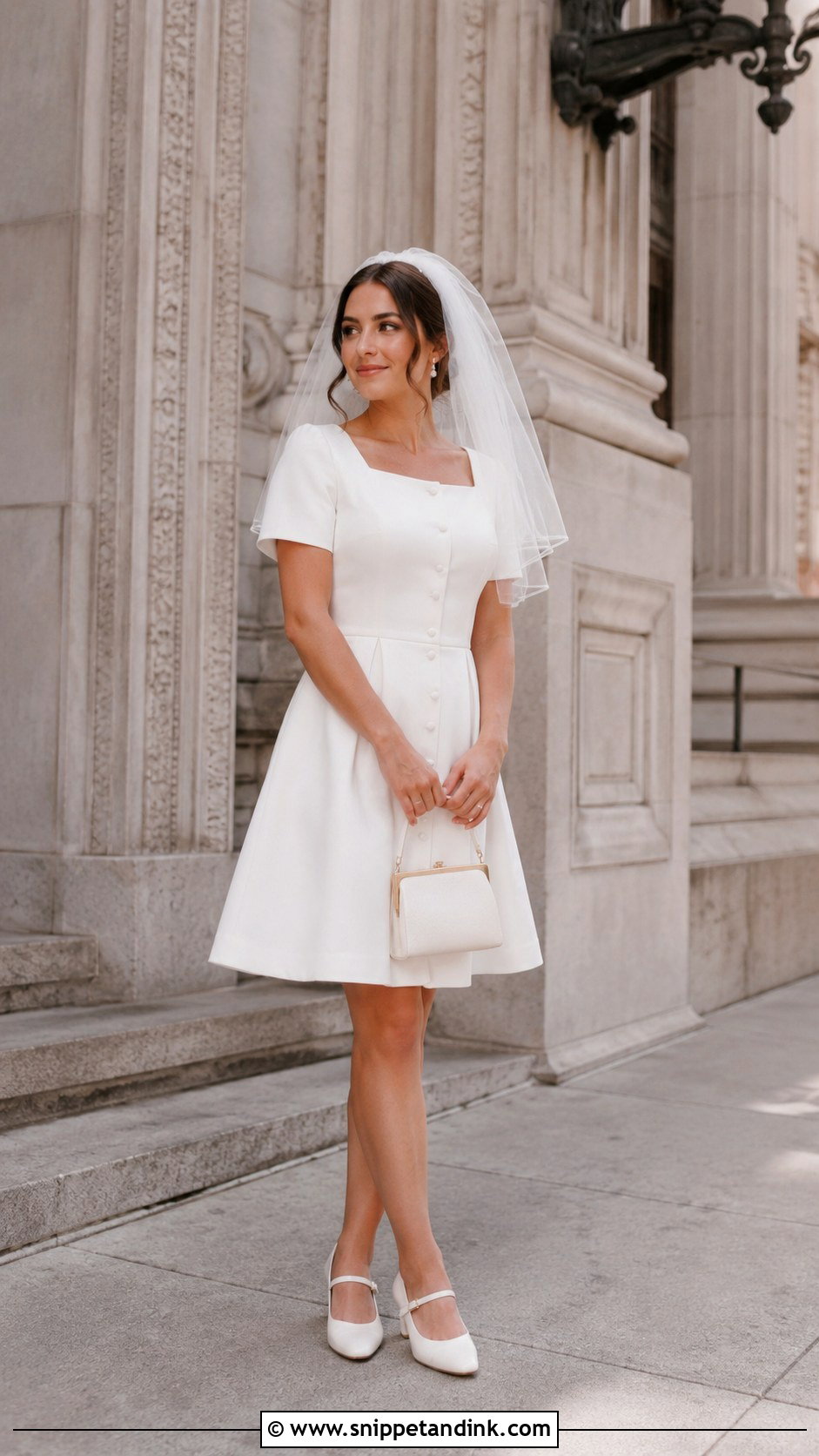 Button Front Short Civil Wedding Dress - Snippet and Ink - 20 Civil Wedding Dress Simple Short Ideas