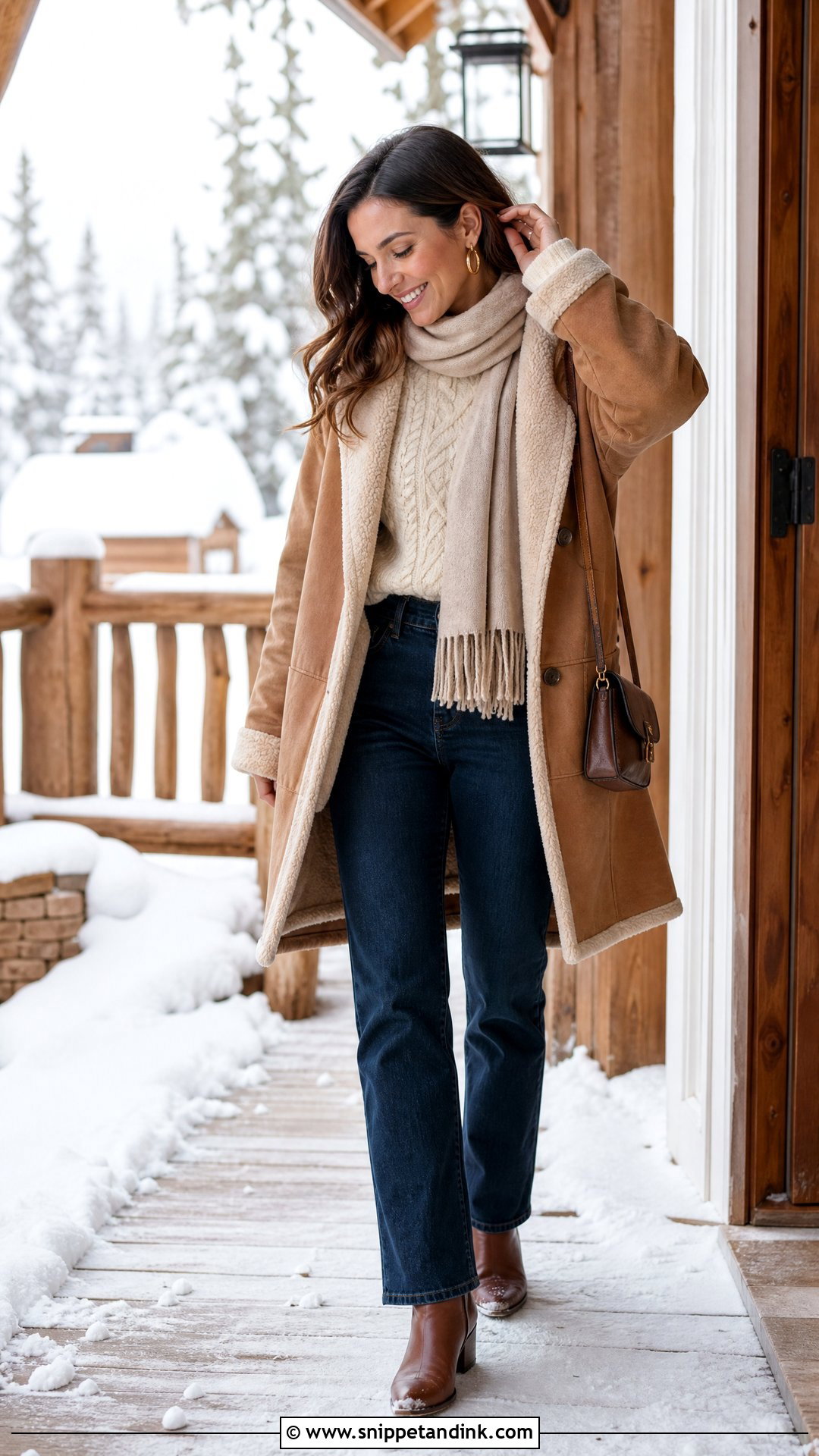 Cable Knit Sweater And Jeans Cabin Proposal Outfit - Snippet and Ink - 20 Winter Proposal Outfits for Her