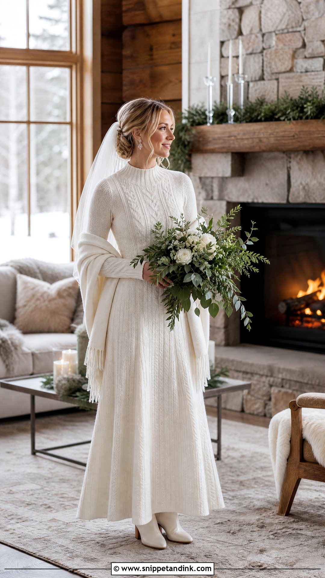 Cable Knit Winter Wedding Dress - Snippet and Ink - 25 Knitted Wedding Dress Ideas