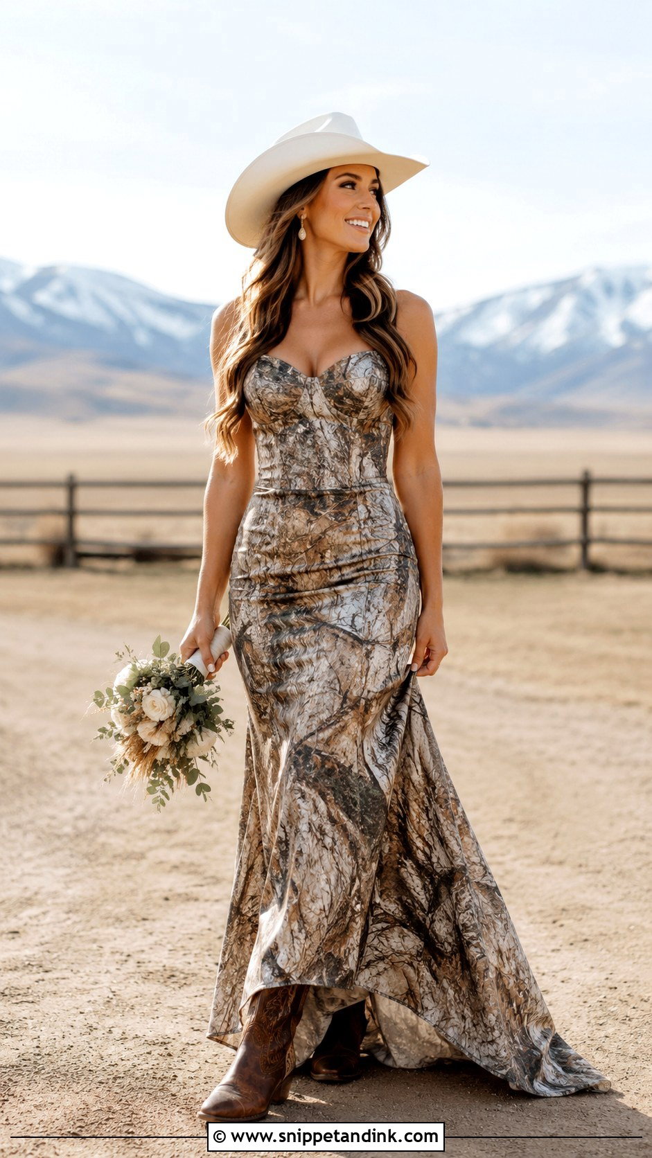 Camo Wedding Dress With Country Bridal Hat - Snippet and Ink - 25 Camo Wedding Dress Ideas