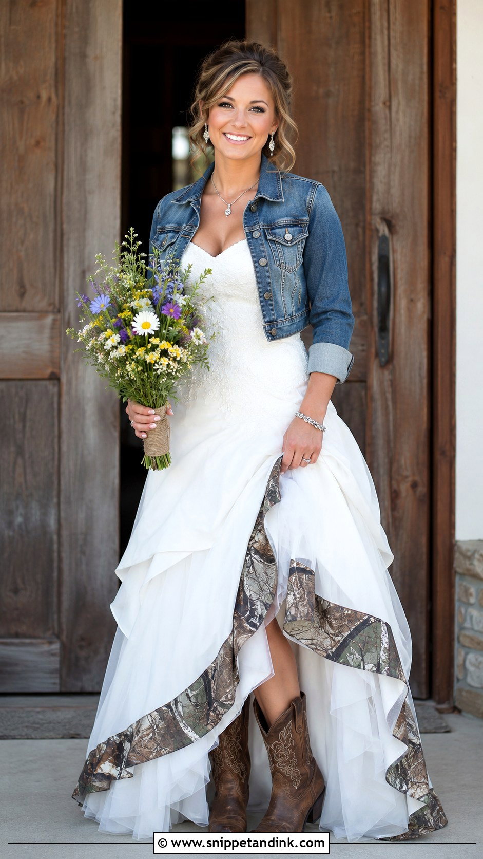 Camo Wedding Dress With Denim Jacket - Snippet and Ink - 25 Camo Wedding Dress Ideas