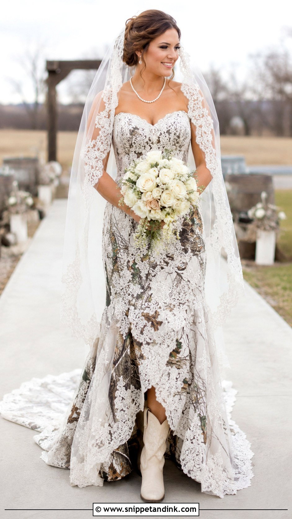 Camo Wedding Dress With White Lace Overlay - Snippet and Ink - 25 Camo Wedding Dress Ideas