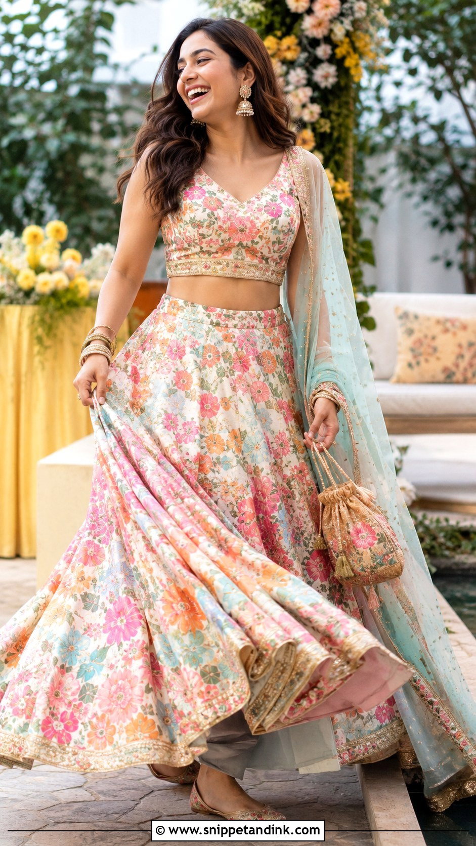 Candid Laughing Lengha Pose - Snippet and Ink - 20 Lengha Pose Ideas