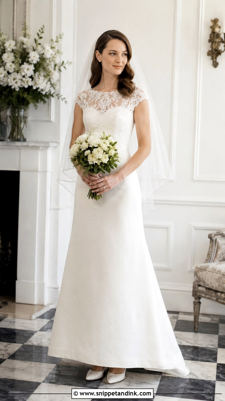 Cap Mesh Sleeve Vintage Wedding Dress - Snippet and Ink - 20 Mesh Sleeve Wedding Dress Ideas