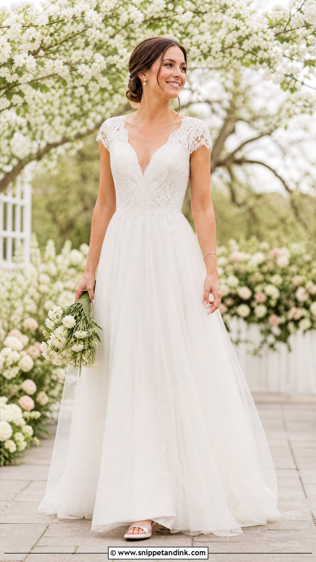 Cap Sleeve A Line Wedding Dress - Snippet and Ink - 25 Romantic a Line Wedding Dress Ideas