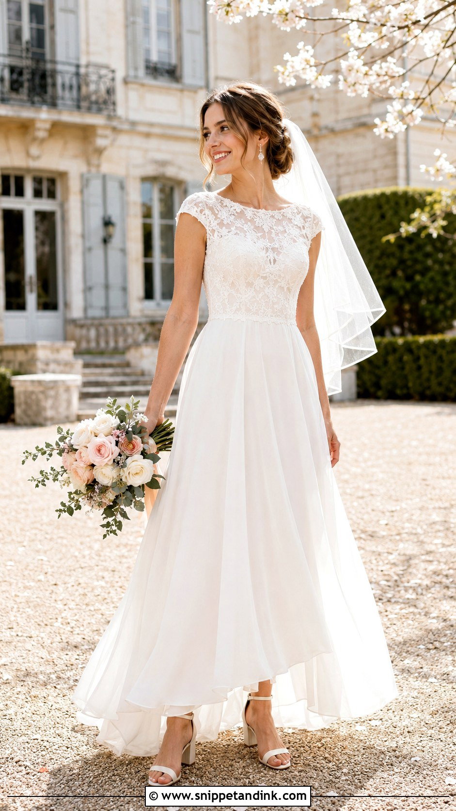 Cap Sleeve A Line Wedding Dress - Snippet and Ink - 20 Align Wedding Dress Ideas