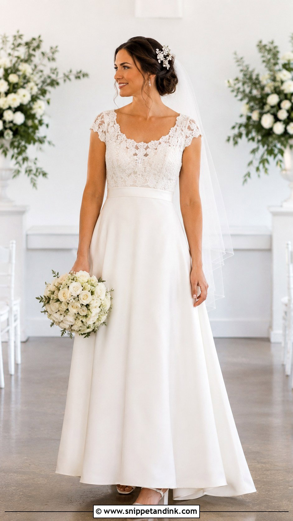 Cap Sleeve A Line Wedding Dress - Snippet and Ink - 20 Big Bust Wedding Dresses