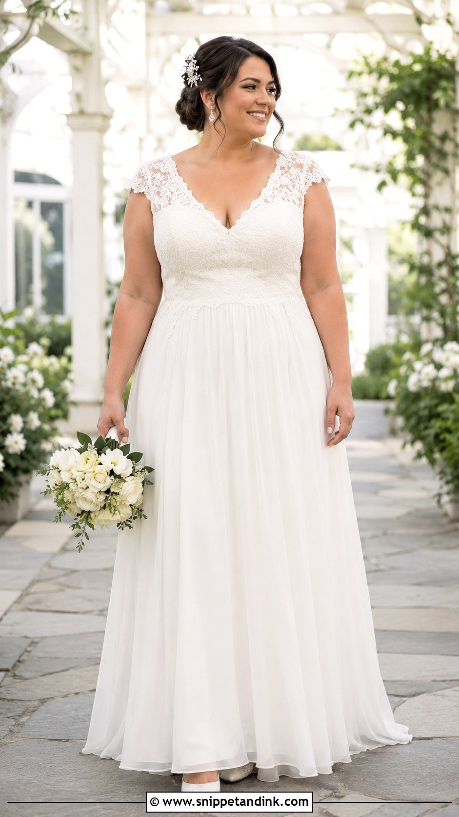 Cap Sleeve A Line Wedding Dress - Snippet and Ink - 20 Large Bust Wedding Dress Ideas