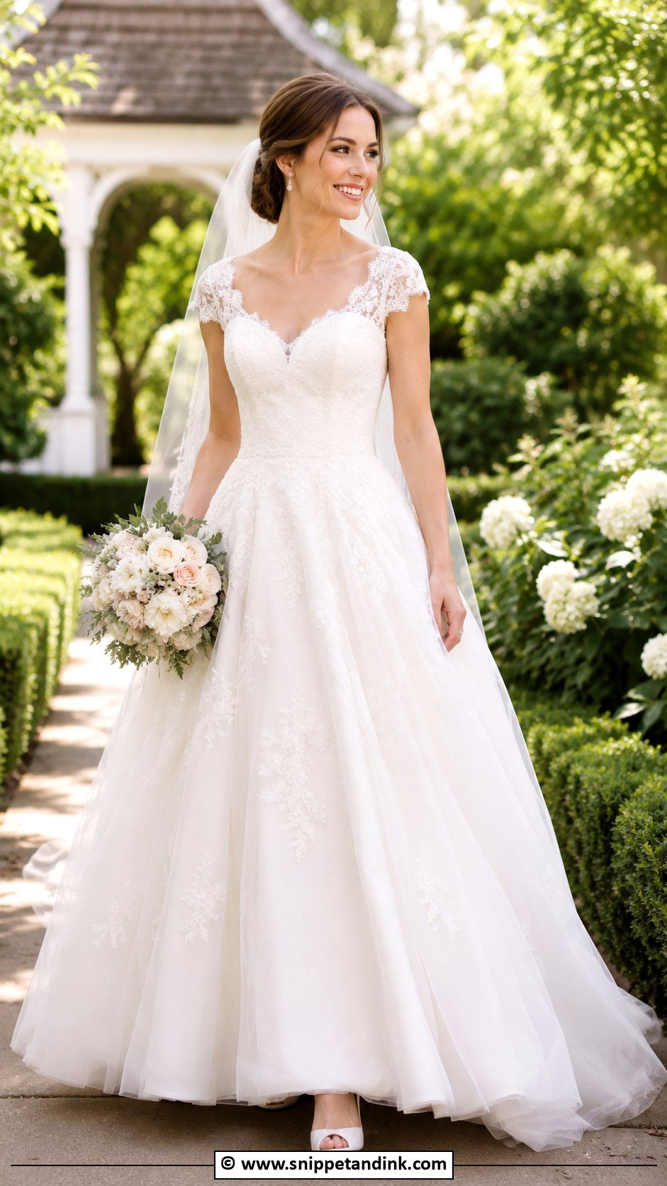 Cap Sleeve Ball Gown Wedding Dress - Snippet and Ink - 30 Wedding Dresses Ball Gown