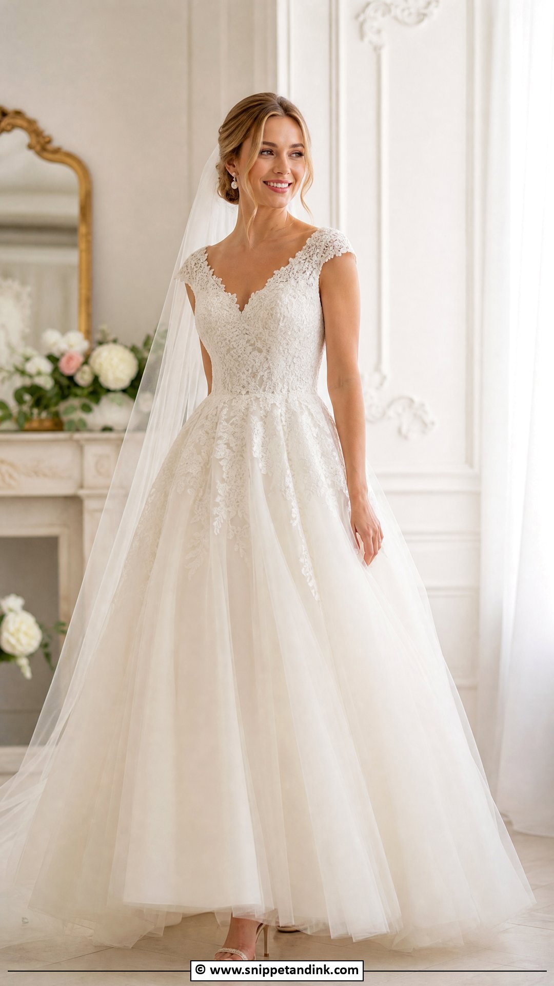 Cap Sleeve Ball Gown Wedding Dress - Snippet and Ink - 35 Ball Gown Wedding Dress Ideas