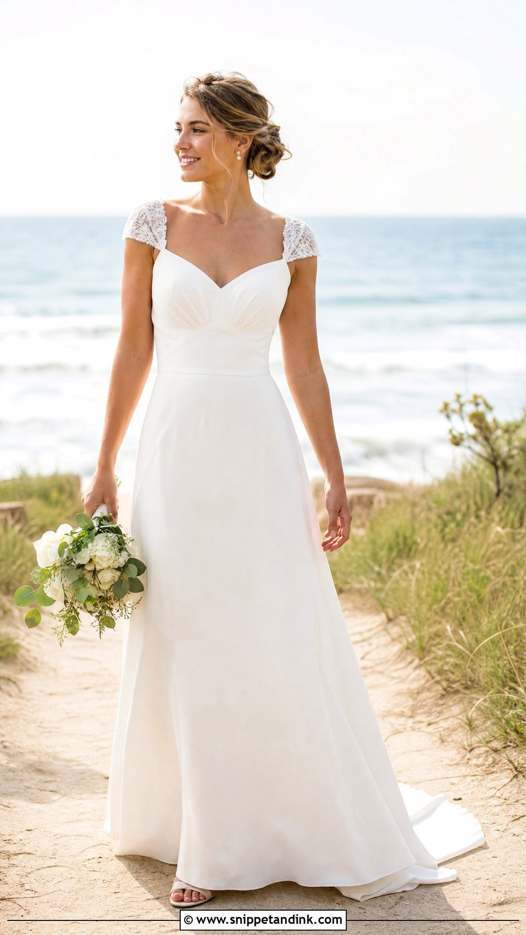 Cap Sleeve Beach Wedding Dress - Snippet and Ink - 25 Simple Beach Wedding Dress Ideas