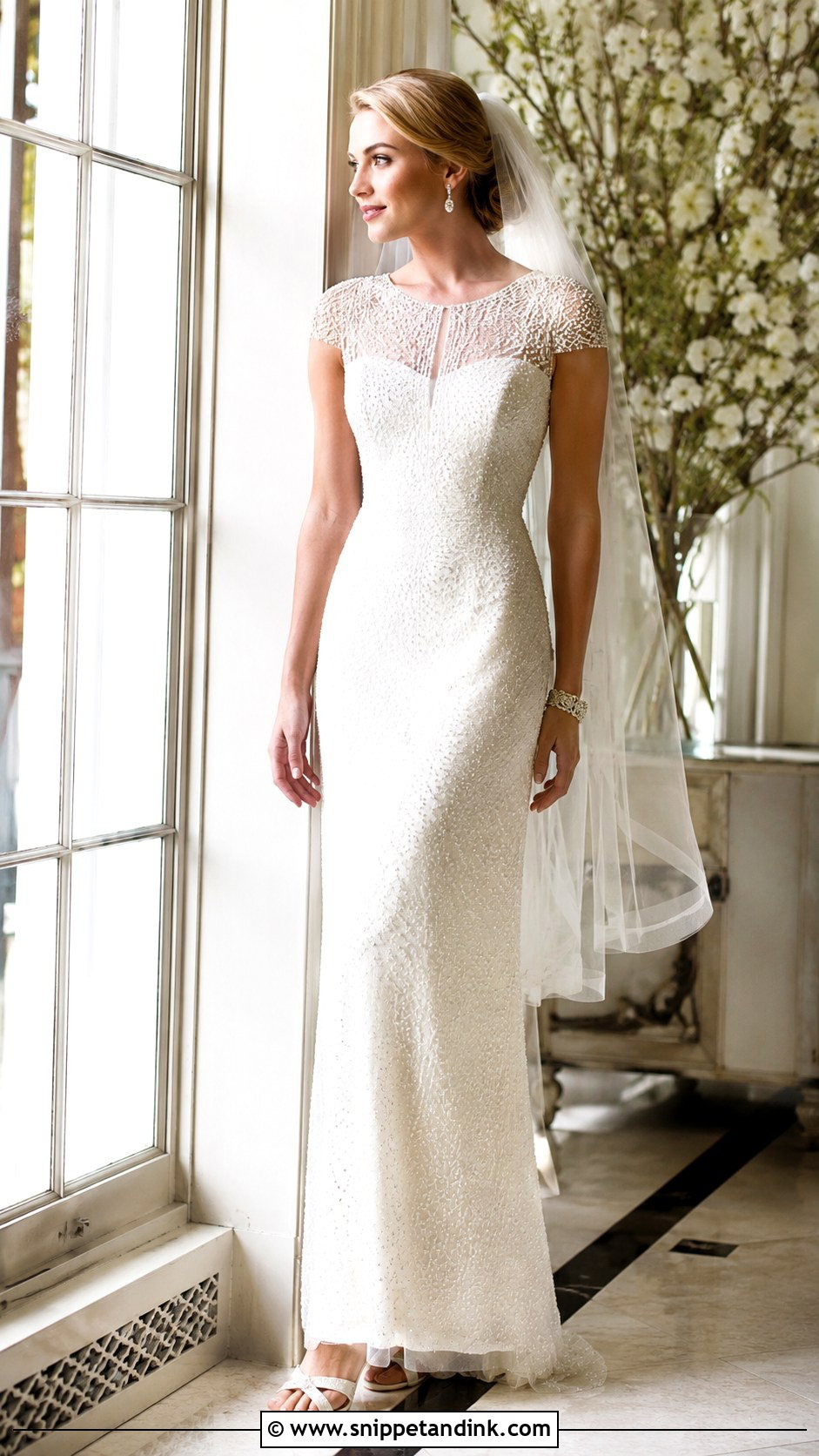 Cap Sleeve Beaded Wedding Dress - Snippet and Ink - 20 Roaring 20s Wedding Dress Ideas