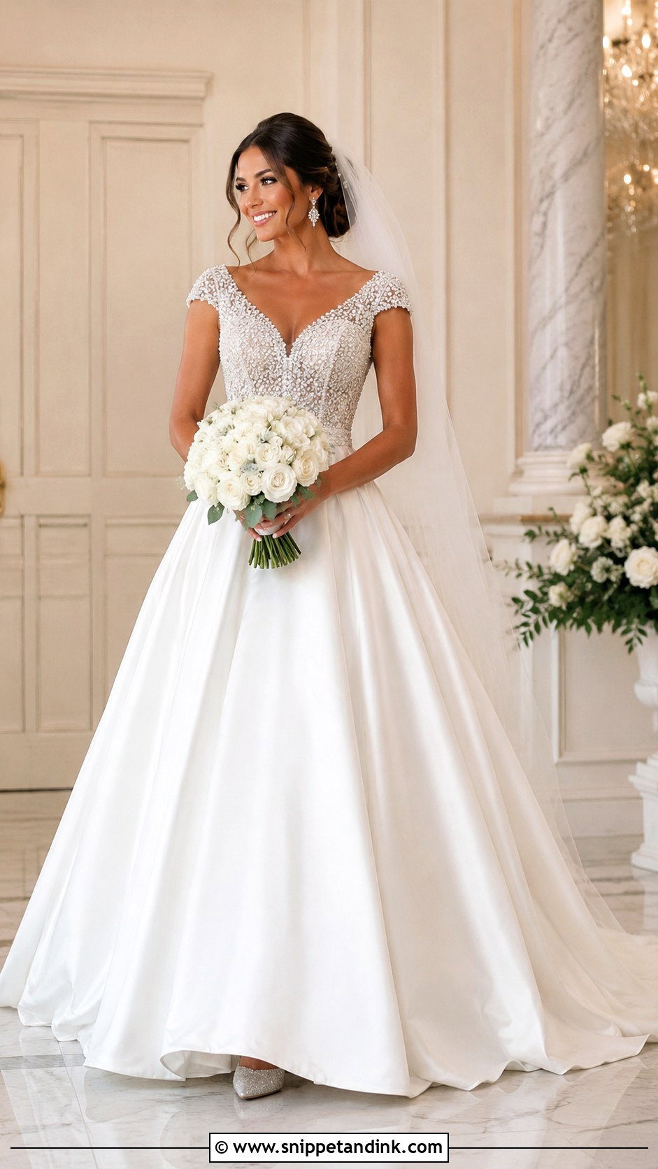 Cap Sleeve Beaded Wedding Gown - Snippet and Ink - 20 Big Wedding Gown Ideas