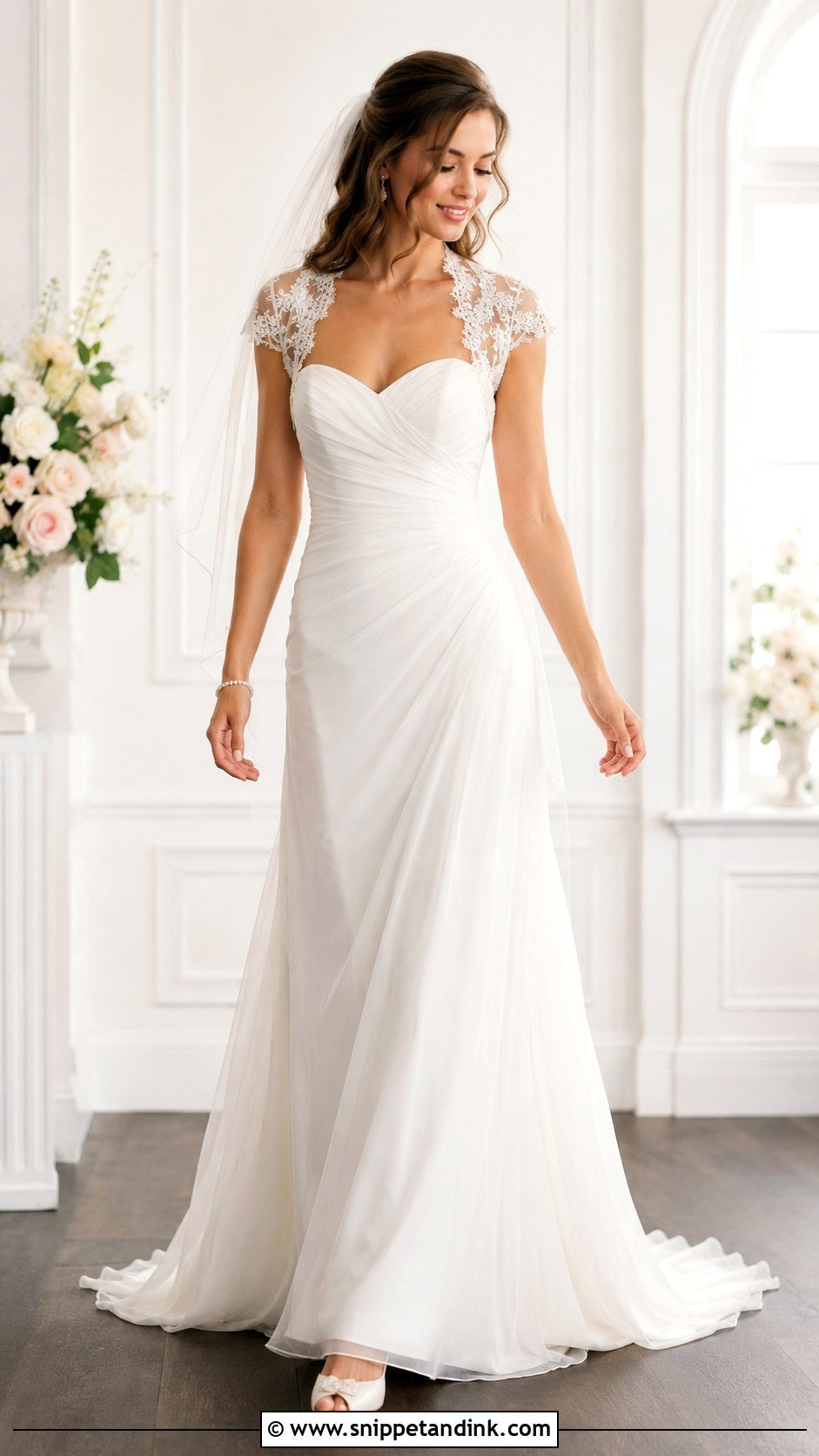 Cap Sleeve Bridal Bolero With Sweetheart Dress - Snippet and Ink - 25 Bridal Bolero Ideas