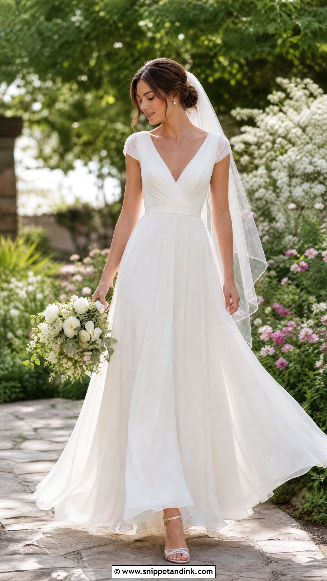 Cap Sleeve Chiffon Wedding Dress - Snippet and Ink - 20 Romantic Simple Elegant Wedding Dress Ideas