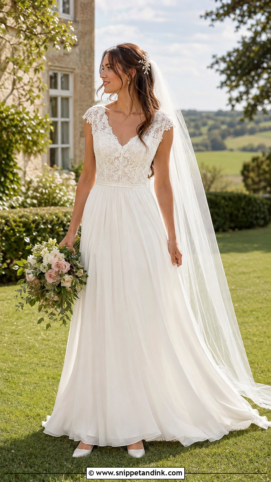 Cap Sleeve Cottagecore Wedding Dress - Snippet and Ink - 20 Cottagecore Wedding Dresses
