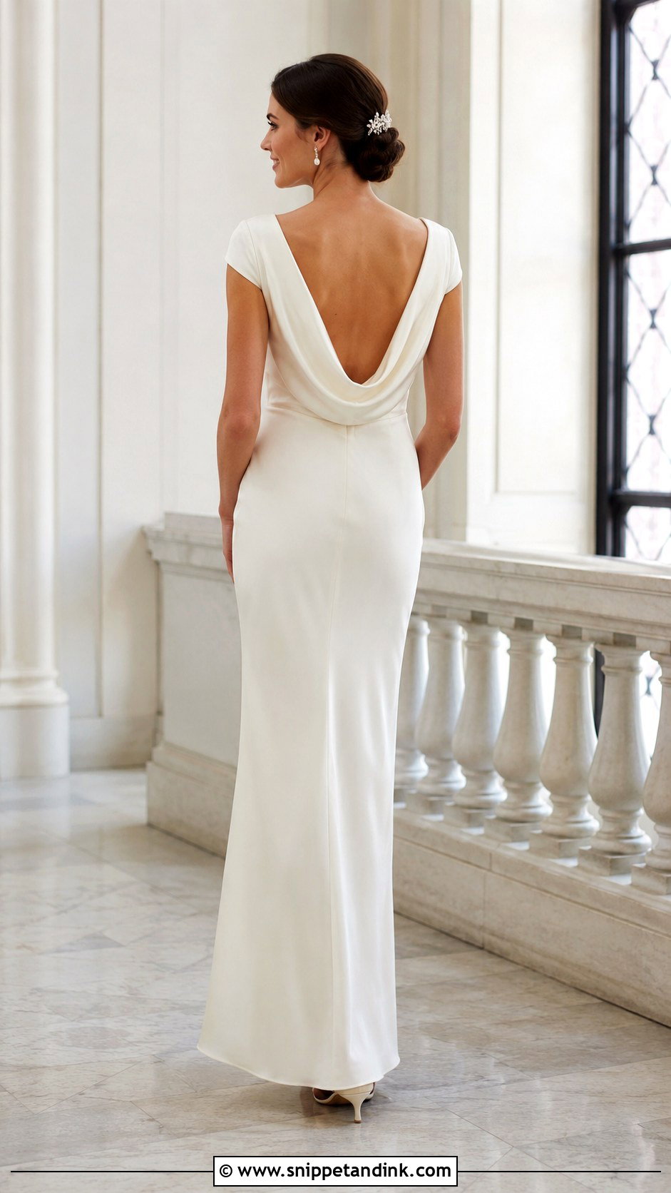 Cap Sleeve Cowl Back Wedding Dress - Snippet and Ink - 20 Cowl Back Wedding Dress Ideas
