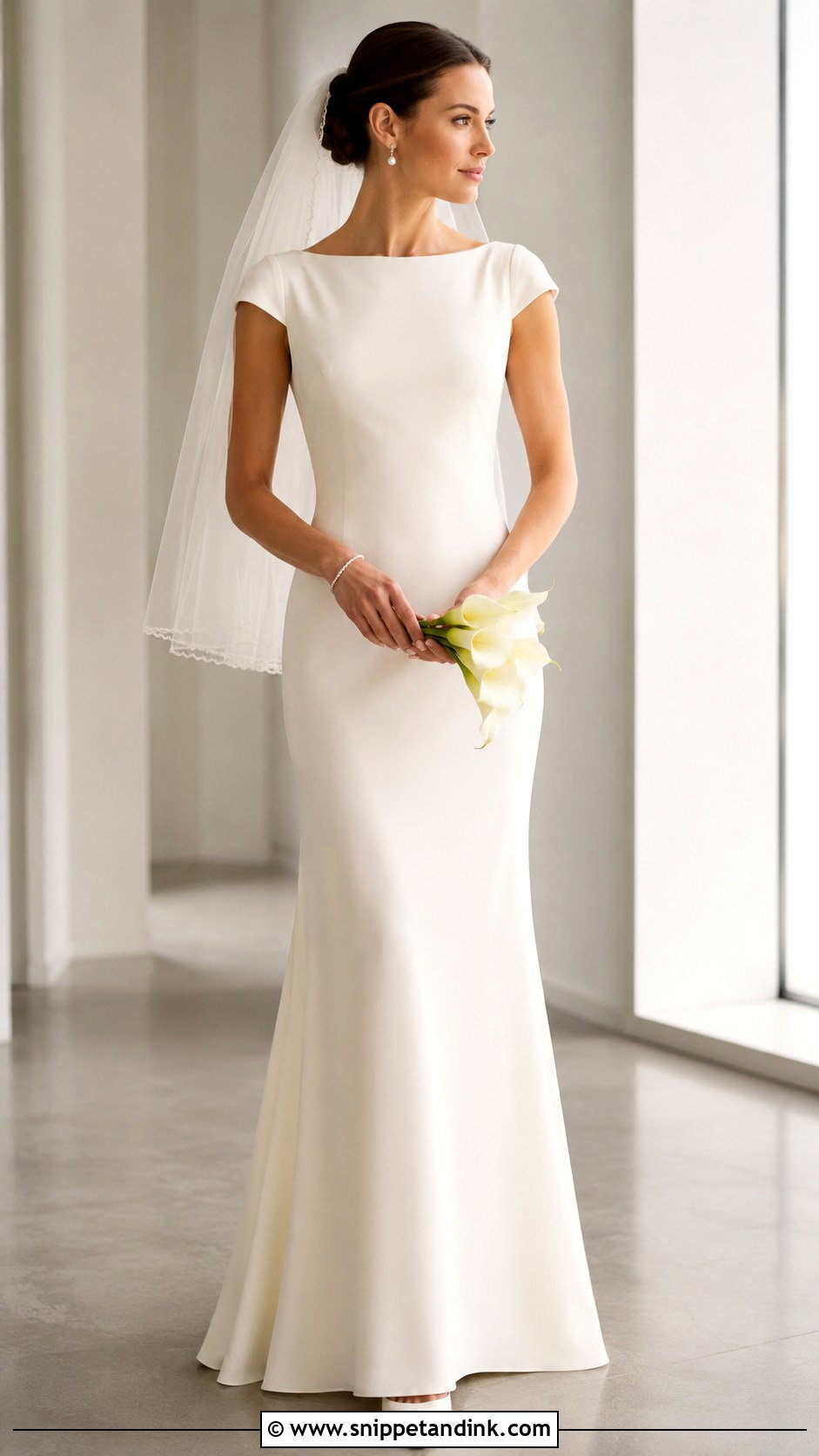 Cap Sleeve Crepe Wedding Dress - Snippet and Ink - 20 90s Wedding Dresses