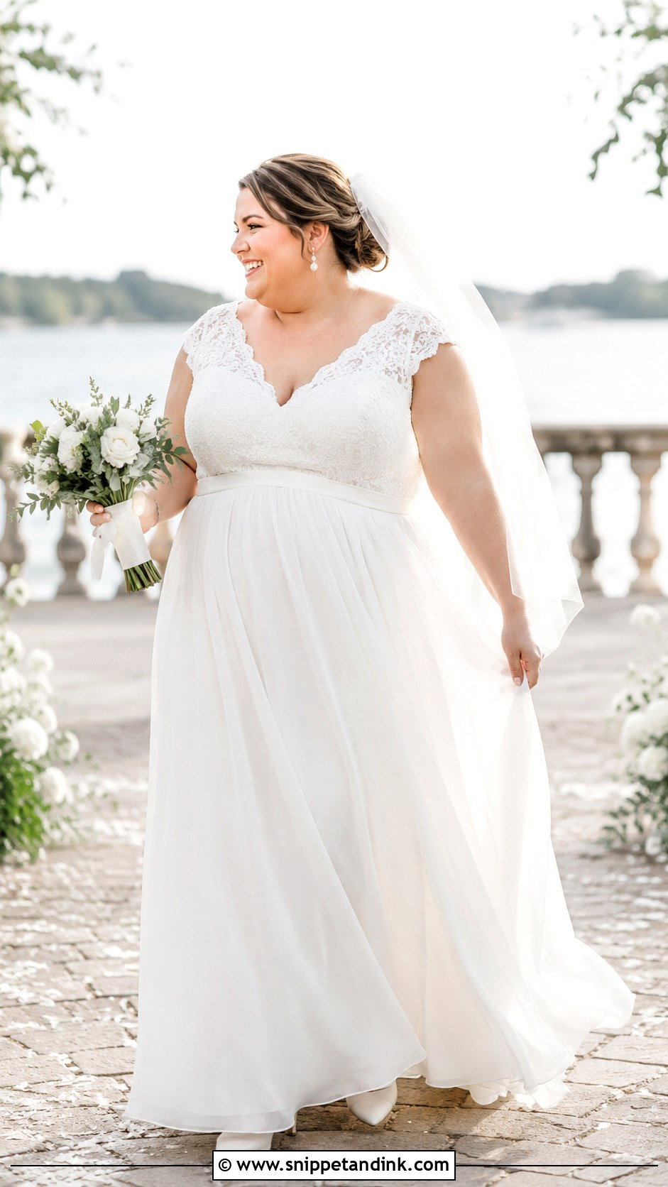 Cap Sleeve Empire Waist Wedding Dress - Snippet and Ink - 20 Apple Shape Wedding Dress Ideas