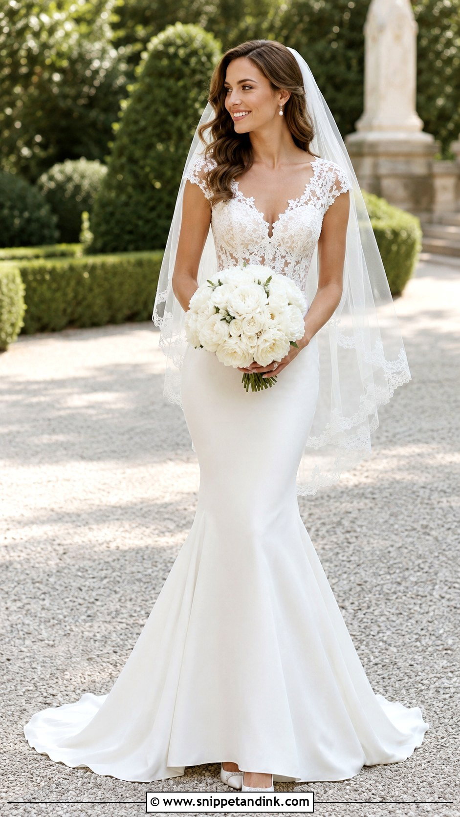 Cap Sleeve Fish Tail Wedding Dress - Snippet and Ink - 20 Fish Tail Wedding Dress Ideas