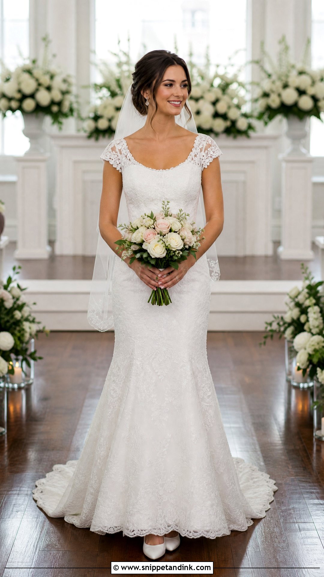 Cap Sleeve Fit And Flare Wedding Dress - Snippet and Ink - 20 Wedding Dress Hourglass Shape Ideas