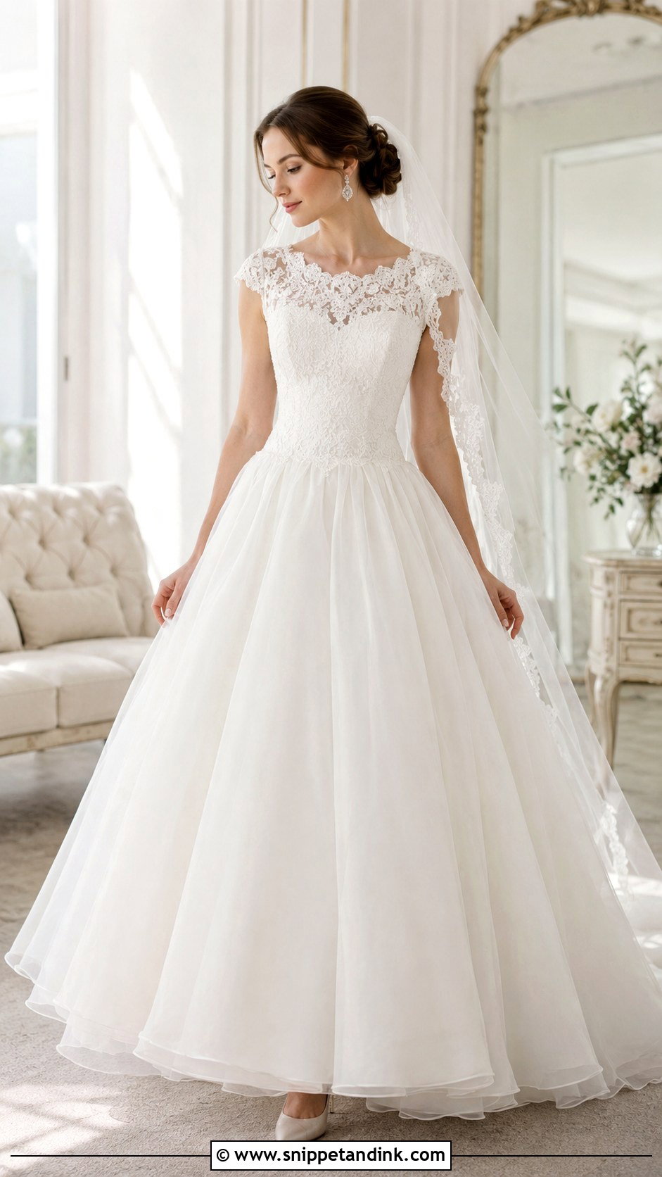 Cap Sleeve Full Skirt Wedding Dress - Snippet and Ink - 20 Full Skirt Wedding Dress Ideas