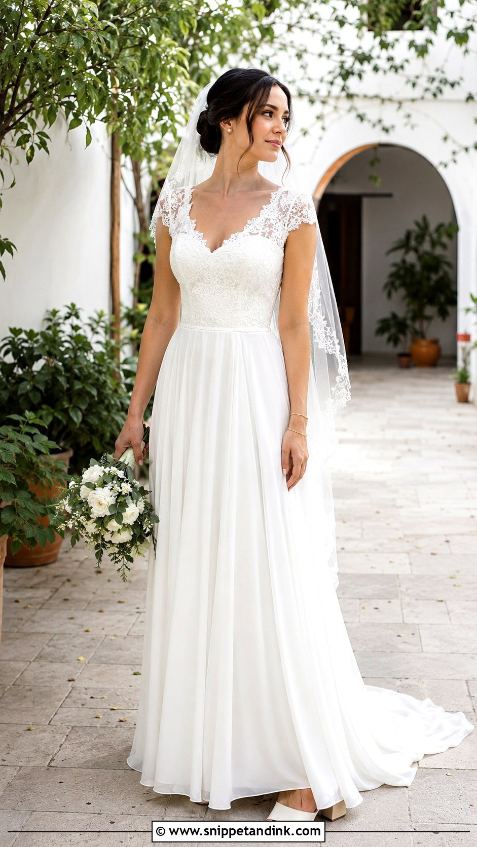 Cap Sleeve Hacienda Wedding Dress - Snippet and Ink - 20 Hacienda Wedding Dress Ideas